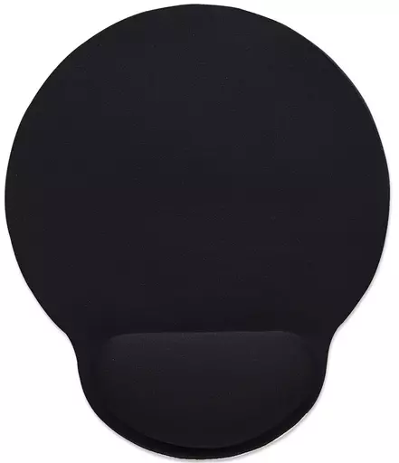 Manhattan Wrist Gel Support Pad and Mouse Mat, Black, 241 × 203 × 40 mm, non slip base, Lifetime Warranty, Card Retail Packaging