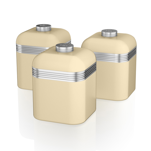 Swan Cream Retro Set Of 3 Canisters