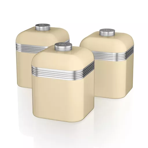 Retro Set of 3 Canisters Cream