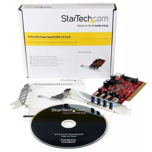 StarTech.com 4 Port PCI SuperSpeed USB 3.0 Adapter Card with SATA / SP4 Power