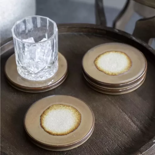Glazed Coaster, Rustic Ochre, Set of 4