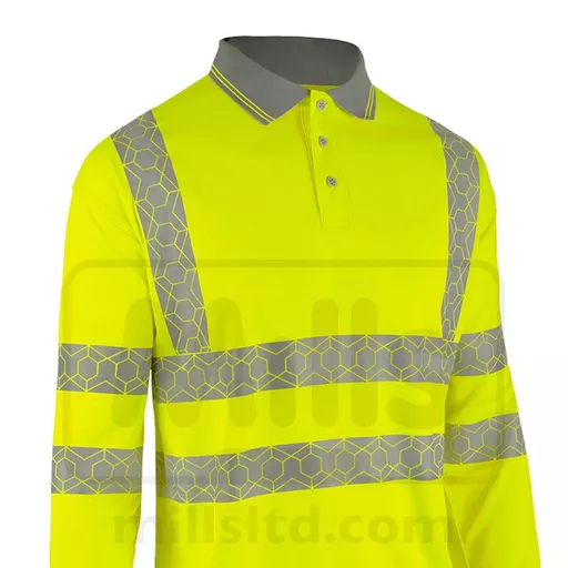Envirowear Recyclable Hi-Vis Long Sleeve Polo Shirt - Yellow
