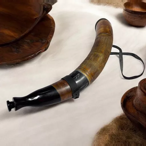 Large Engraved Blowing Horn with Carry Strap