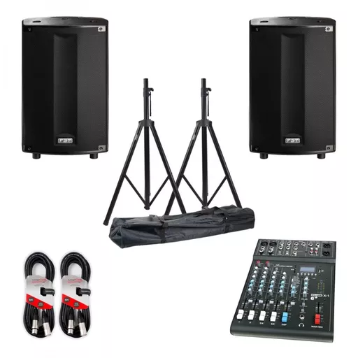 FBT PROMaxX 114A Active Speakers, Mixer & Stand Kit Bundle
