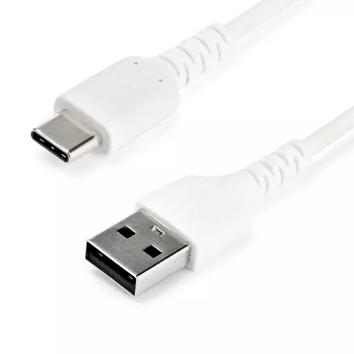 StarTech.com 1m USB A to USB C Charging Cable - Durable Fast Charge & Sync USB 2.0 to USB Type C Data Cord - Rugged TPE Jacket Aramid Fiber M/M 3A White - Samsung S10, iPad Pro, Pixel