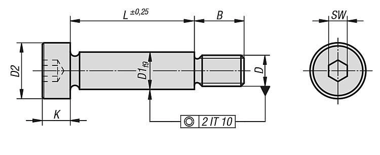 Shoulder Screw. M4 Thread. 8mm Long. Steel.