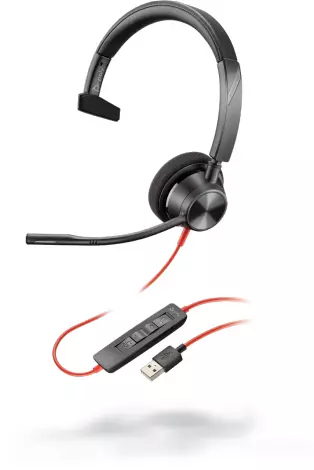 POLY Blackwire 3310 Headset Wired Head-band Office/Call center USB Type-A Black