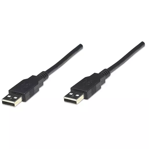 Manhattan USB-A to USB-A Cable, 1.8m, Male to Male, Black, 480 Mbps (USB 2.0), Equivalent to USB2AA2M (except 20cm shorter), Hi-Speed USB, Lifetime Warranty, Polybag