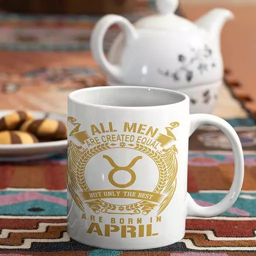 custom birthday mug gift. Unique gift for men born in april