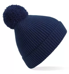Engineered Knit Ribbed Pom Pom Beanie