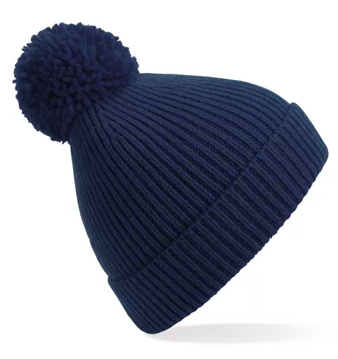 Engineered Knit Ribbed Pom Pom Beanie