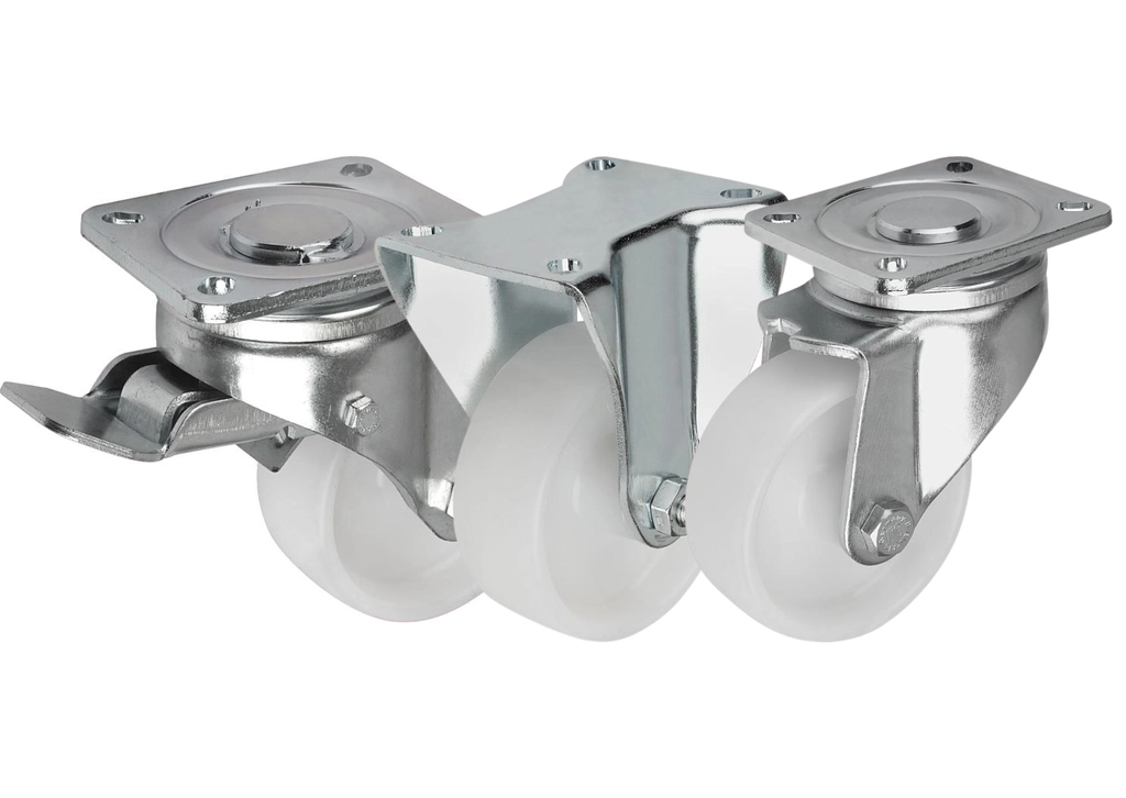 K1771 - Heavy Duty Steel Plate Swivel & Fixed Castors With Polyamide Wheels