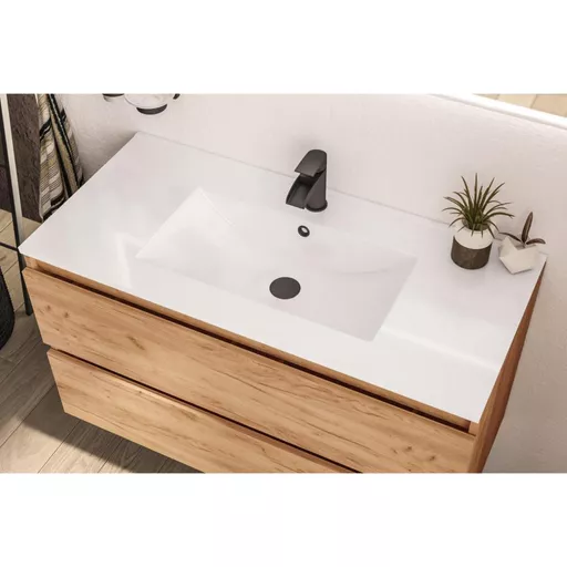 Universal 1000 Square Ceramic Basin White
