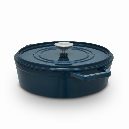 Nattura 28cm Shallow Cast Iron Casserole Teal