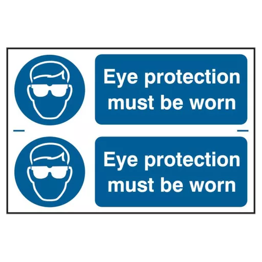 ASEC `Eye Protection Must Be Worn` 300mm x 100mm PVC Self Adhesive Sign