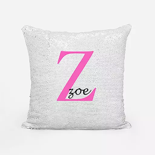 Personalised Sequin Magic Cushion For Her - Initial Z and Name