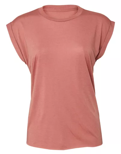 Women's Flowy Muscle Tee with Rolled Cuff