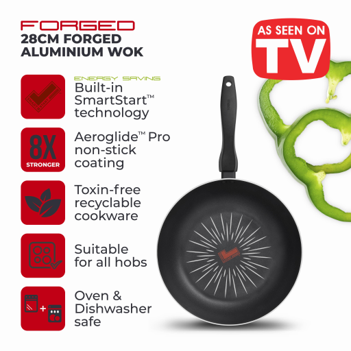 Tower Red Smartstart Forged 28Cm Wok Pan - Image 4