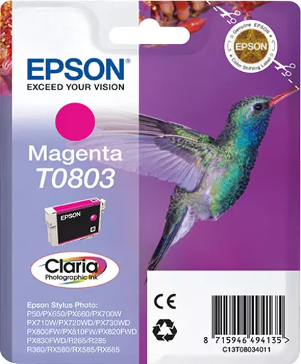 Epson C13T08034011/T0803 Ink cartridge magenta, 220 pages ISO/IEC 24711 7,4ml for Epson Stylus Photo P 50/PX/PX 730/R 265