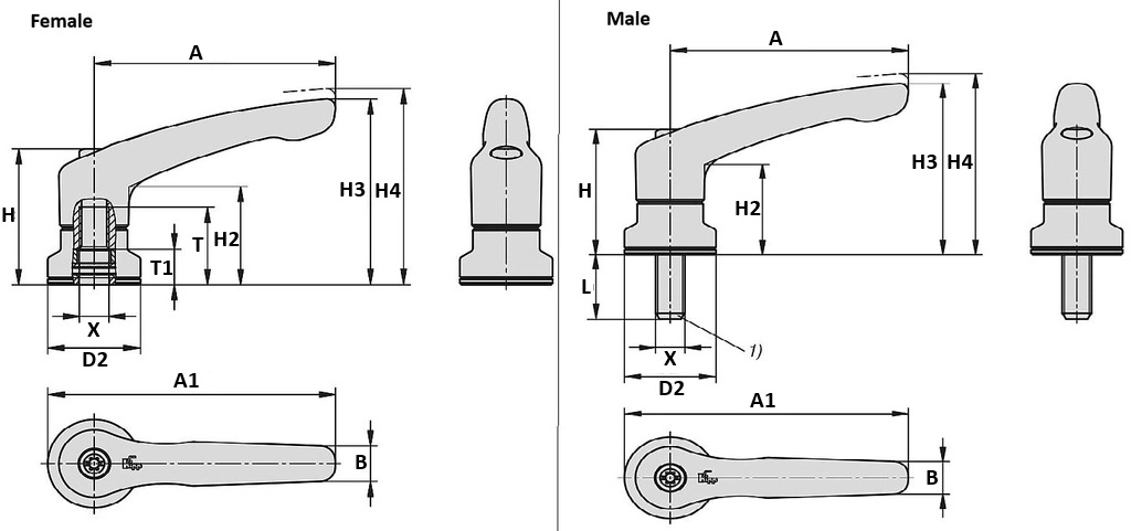 K1626 - Stainless Clamp Levers With Force Intensifier M8-M12
