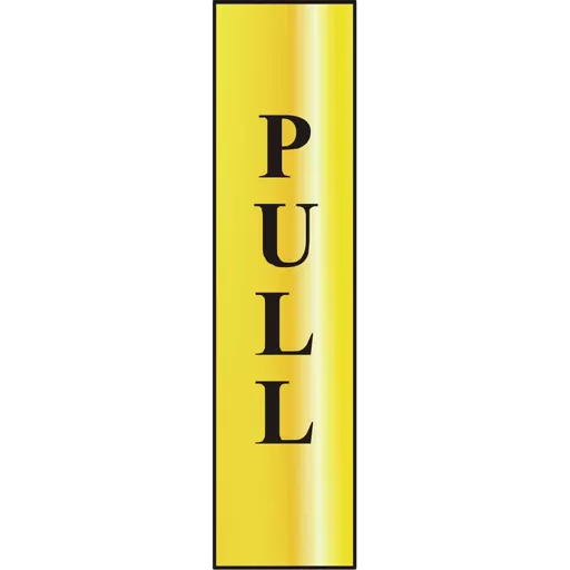 ASEC `Pull` 200mm x 50mm Gold Self Adhesive Sign