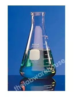 Flask 1000ml Erlenmeyer Pyrex Glass H/Duty N/Neck Graduated Each