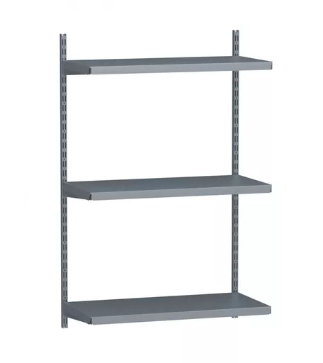 1000mm Silver Twin Slot Shelving Kit with 3 x 60cm Silver Metal Shelves