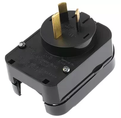 Non-earthed European Schuko to Australian Converter Plug (SAN), Black