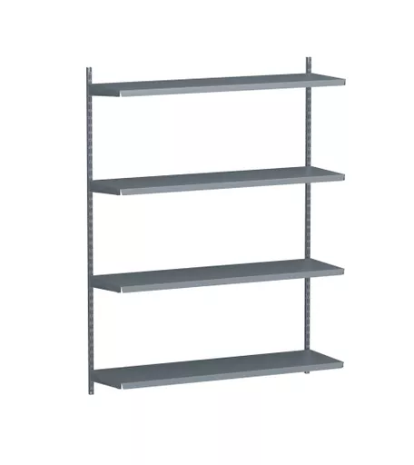 1620mm Silver Twin Slot Shelving Kit with 4 x 100cm Silver Metal Shelves