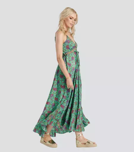 South Beach Green Pailsey Dress side view.jpg