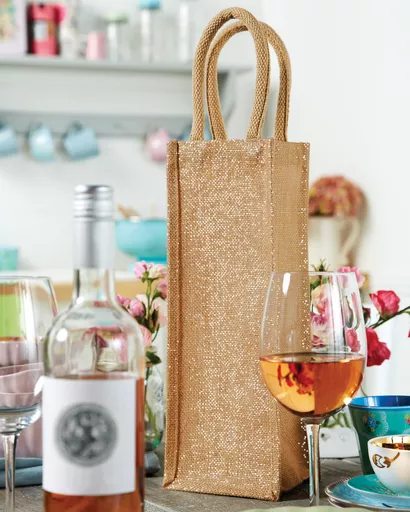 Shimmer Jute Bottle Bag