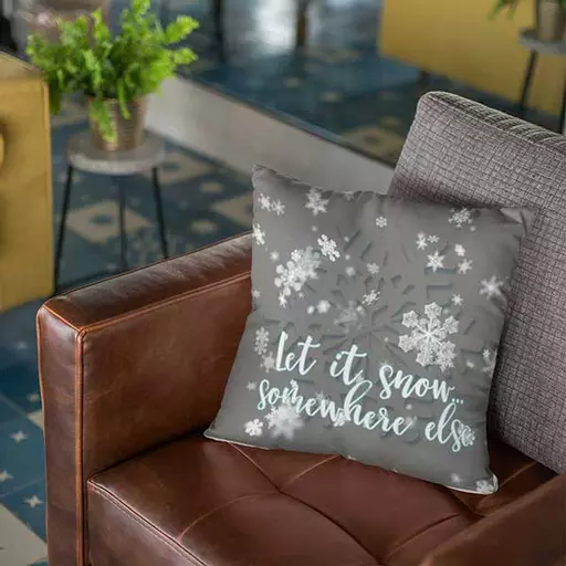 Personalised 'Let It Snow, Somewhere Else' Christmas Cushion - Add Name