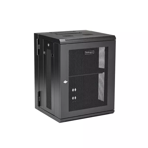 StarTech.com 15U 19" Wall Mount Network Cabinet - 16" Deep Hinged Locking IT Network Switch Depth Enclosure - Assembled Vented Computer Equipment Data Rack w/Shelf & Flexible Side Panels