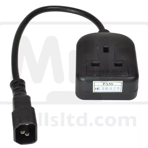 Meter Leads - UK 13A Blk Skt  200mm Blk 3 Core Flex Moulded IEC C14 Plug & Lead NTL-Mains Test Lead C14 Plug