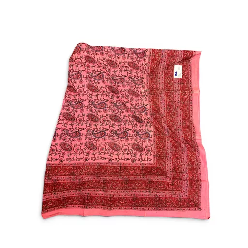 Traditional Indian Hand-Block Printed Cotton Paisley Floral Tablecloth