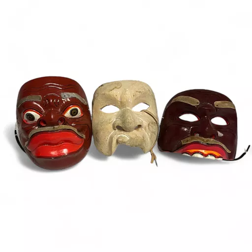 Wooden Commedia dell'arte Masks (set of three)