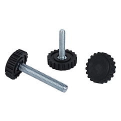 K0677 - Levelling Feet Knurled In Steel & Polyamide Size M5-M8