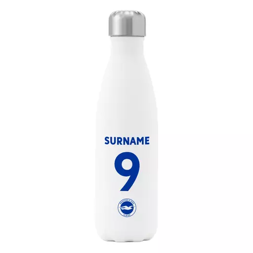 Brighton & Hove Albion FC Back of Shirt Insulated Water Bottle - White