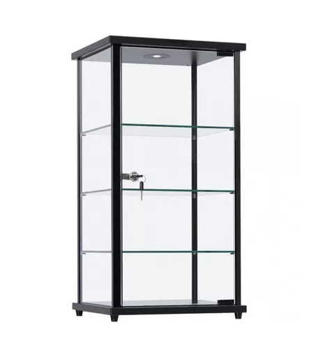 Fully Assembled Counter Top Showcase Display Cabinet with Light Black