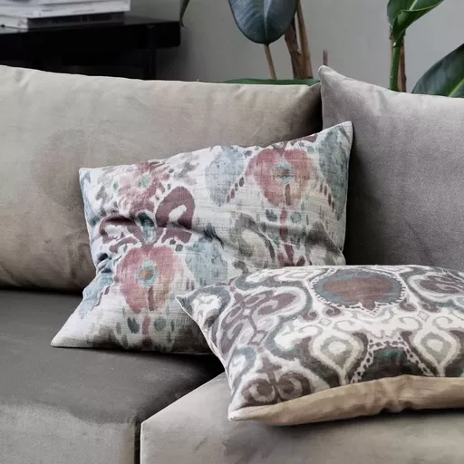 Cushion, Lehla, Grey/Green/Rose