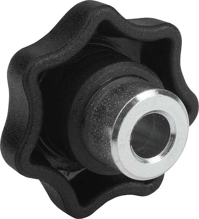 K0153 Star Knobs In plastic With Steel Bush & Holes Size 5-16mm