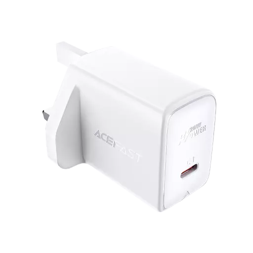 Acefast - 20W USB-C Power Delivery 3-Pin UK Charging Plug - White