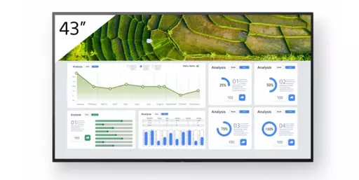 Sony FW-43BZ30L Signage Display Digital signage flat panel 109.2 cm (43") LCD Wi-Fi 440 cd/m² 4K Ultra HD Black Android 24/7