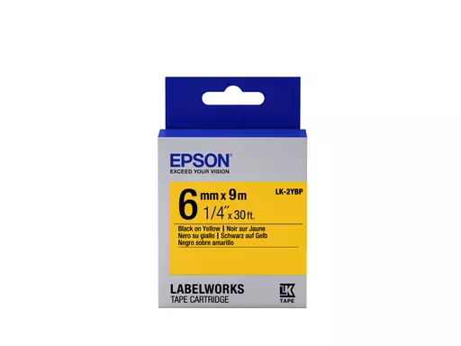 Epson C53S652002/LK-2YBP DirectLabel-etikettes black on yellow 6mm x 9m for Epson LabelWorks 4-18mm/36mm/6-12mm/6-18mm/6-24mm