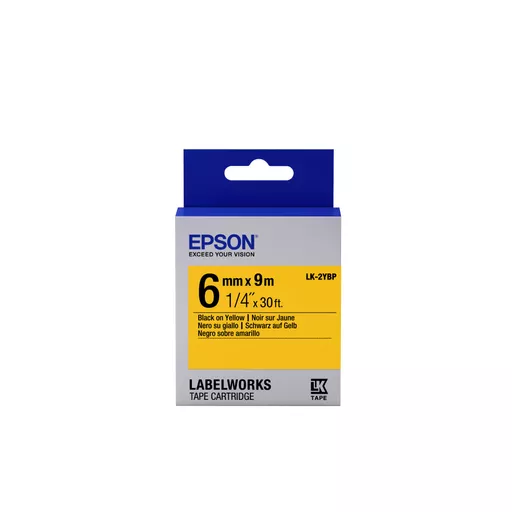 Epson C53S652002/LK-2YBP DirectLabel-etikettes black on yellow 6mm x 9m for Epson LabelWorks 4-18mm/36mm/6-12mm/6-18mm/6-24mm