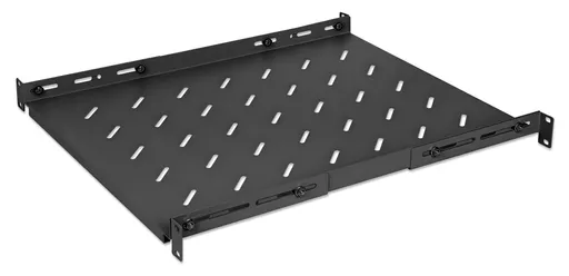 Intellinet 19" Fixed Shelf (adjustable), 1U, 550mm shelf depth, 550 to 750mm adjustable rail depth, Max 20kg, Black, Lifetime warranty