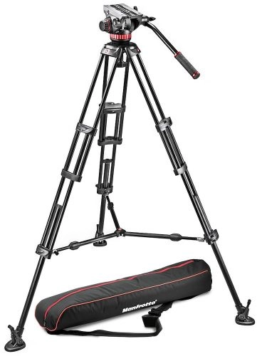 Tripod with fluid video head, Aluminium with Sliding Plate