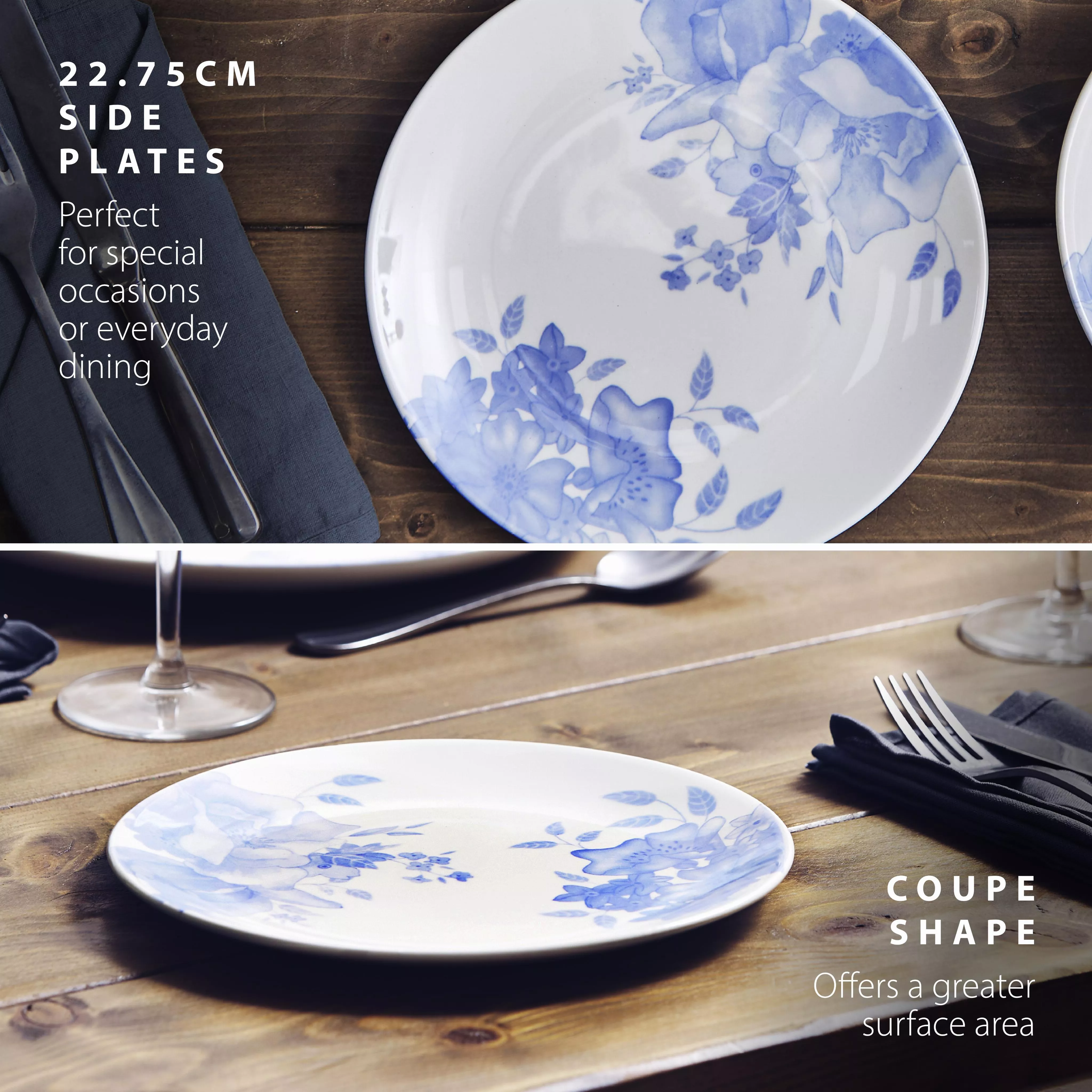 Blue Floral Side Plate Set Dinnerware