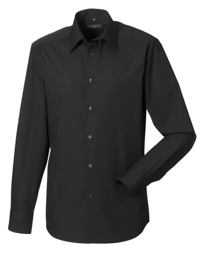 Men's Long Sleeve Polycotton Easy Care Tailored Poplin Shirt