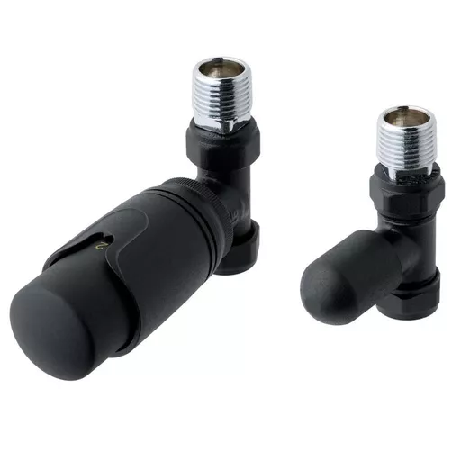 15mm Straight TRV and Lockshield Valve Matt Black